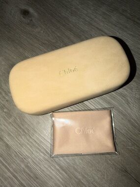 Chloe faux suede empty glasses case with cloth